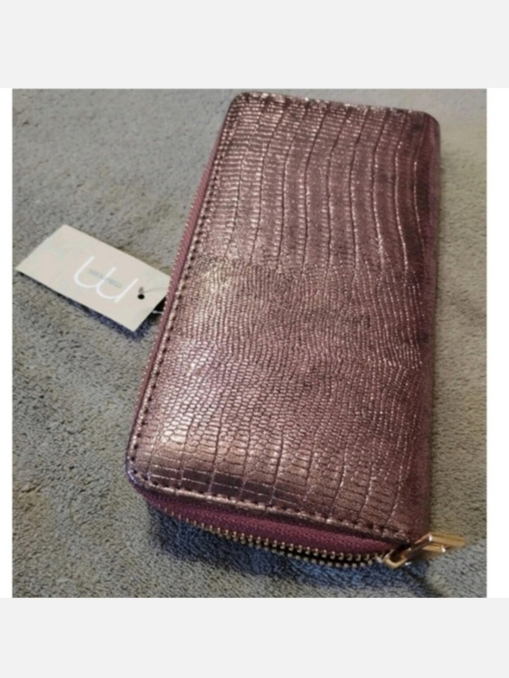 Metallic Pink Phone Case Wallet Zipper Closure Maurice's NWT $20